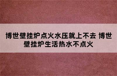 博世壁挂炉点火水压就上不去 博世壁挂炉生活热水不点火